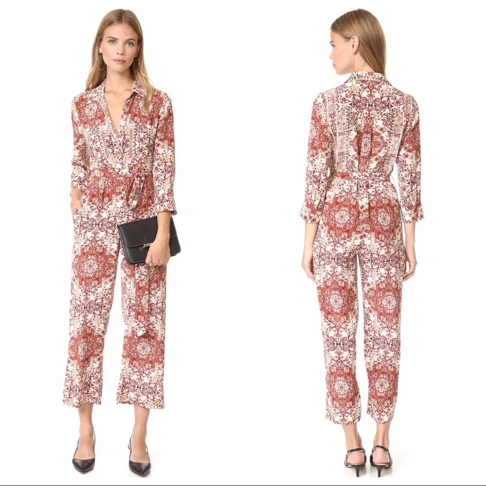 L’AGENCE Dalia rhubarb 3/4 silk patterned jumpsuit